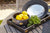 Aluminum and Woven Grass Bowl